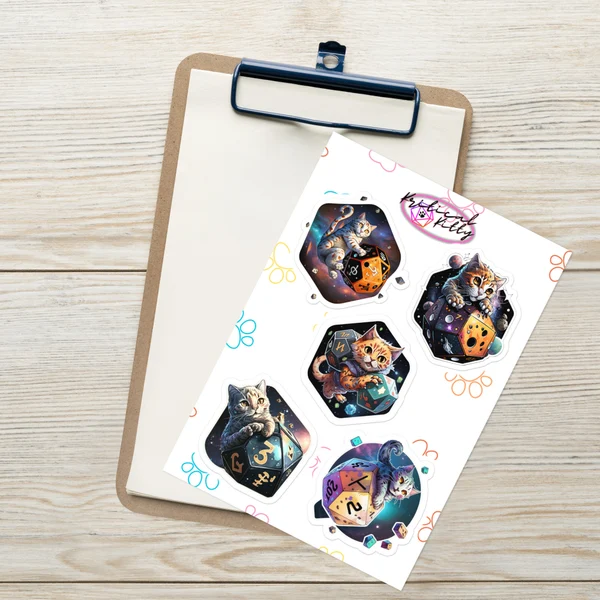 D&D | Cats | 5 Sticker Sheet | Cat's in Space, Nebula Colors